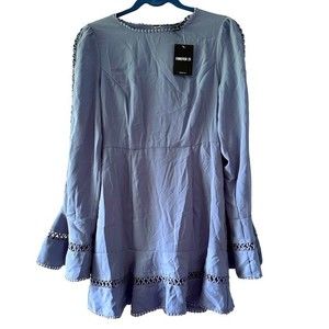 NWT Forever 21 Blue Long Sleeve Mini Dress Size S